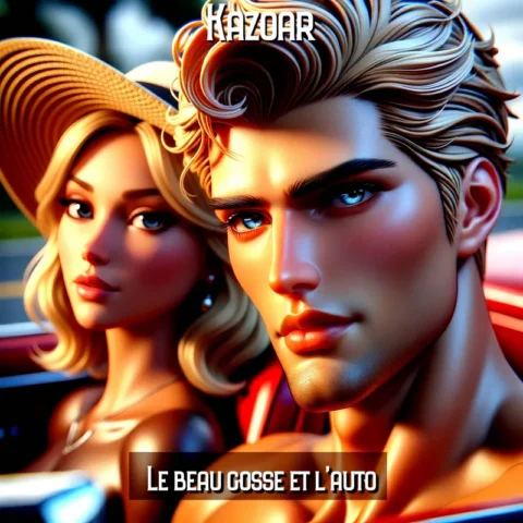 Illustration ndu titre "Le beau gosse et l'auto".